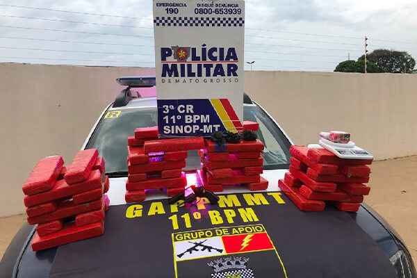 PM prende integrantes de facção criminosa e apreende 50 kg de maconha em MT