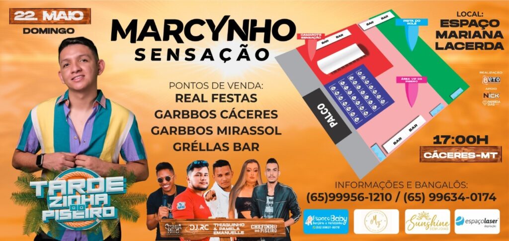 Dia 22 de maio acontece a Tardezinha do Piseiro com show de Marcinho Sensa&ccedil;&atilde;o 1