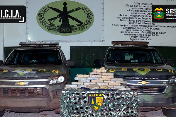 Gefron apreende carga de 32 kg de cocaína em região de fronteira de MT com a Bolívia
