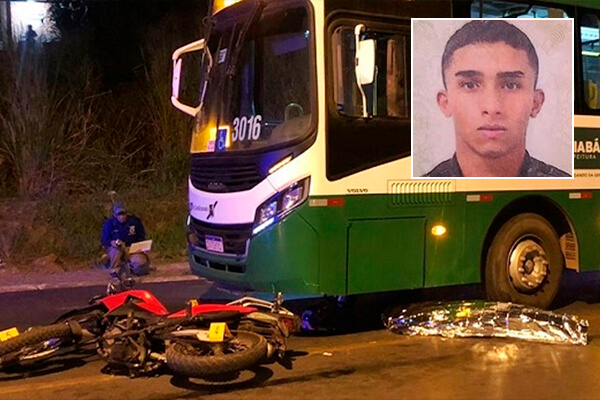 Jovem motociclista escorrega em pista e morre atropelado por ônibus