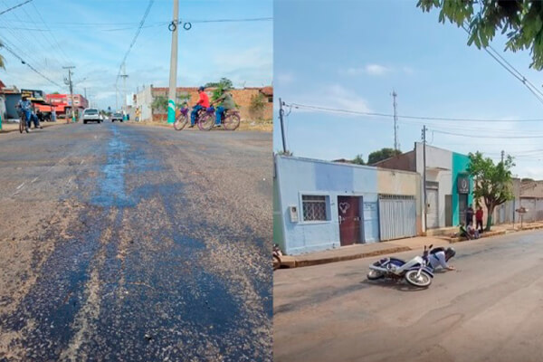 Vazamento de óleo provoca diversos acidentes na Avenida Getúlio Vargas em Cáceres; veja vídeo