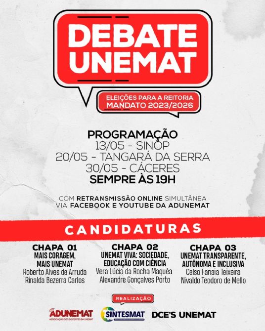 Debate entre candidatos à Reitoria da Unemat 2