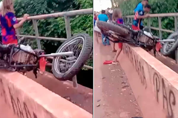 Motociclista morre após ser atingindo por carro em ponte de MT; veja vídeo