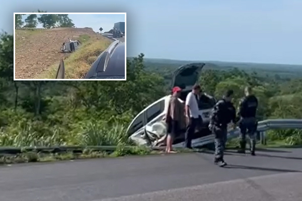 Acidente entre dois carros e uma caminhonete na BR 070 deixa feridos em Cáceres