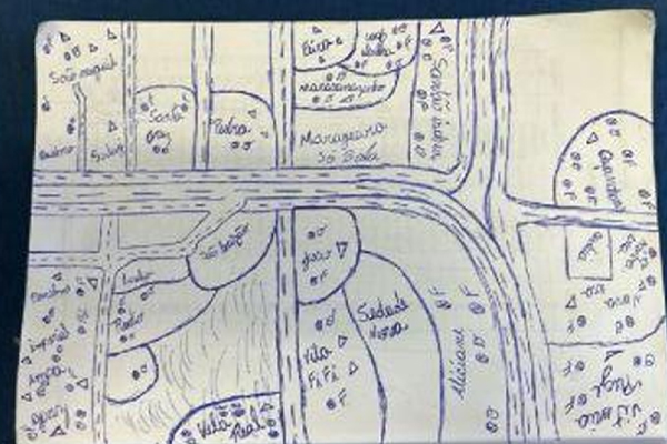 Mapa de Cáceres feito a mão é encontrado em cela de líder de facção em Cuiabá