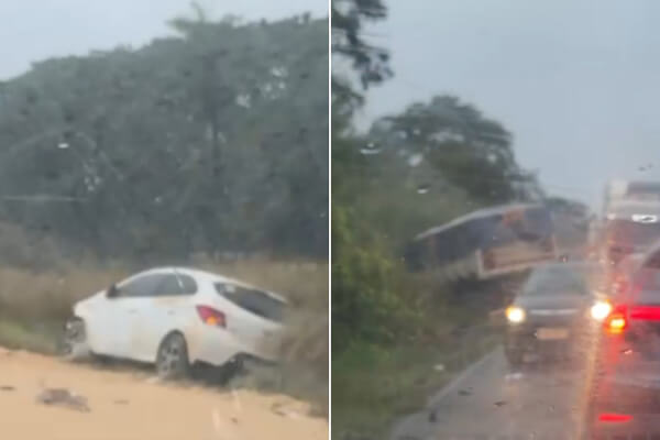 Vídeo-mostra-acidente-entre-carro-e-duas-carretas-próximo-a-Cáceres