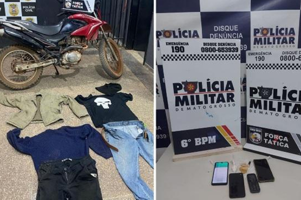 Trio é preso pela PM em chácara de Cáceres após roubo de motocicleta