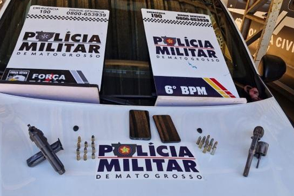 Dupla é presa com armas e PM evita novos assassinatos em Cáceres