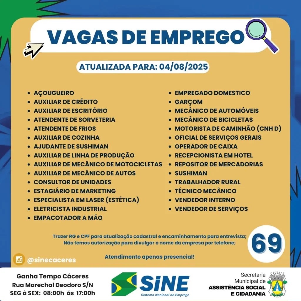 Sine-de-C&aacute;ceres-divulga-69-vagas