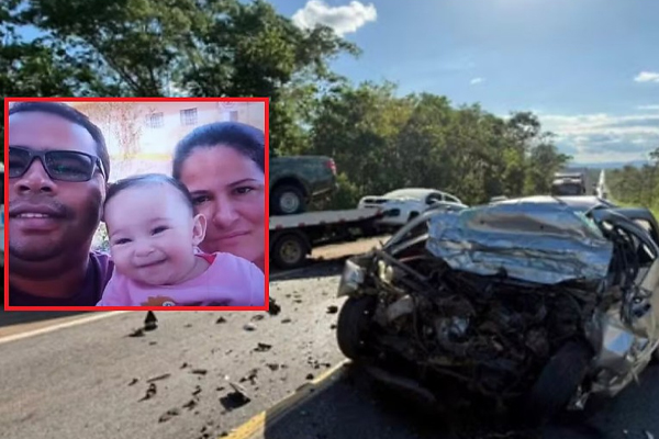 Casal e bebê de 9 meses morrem em grave acidente na BR-070; mulher estava grávida