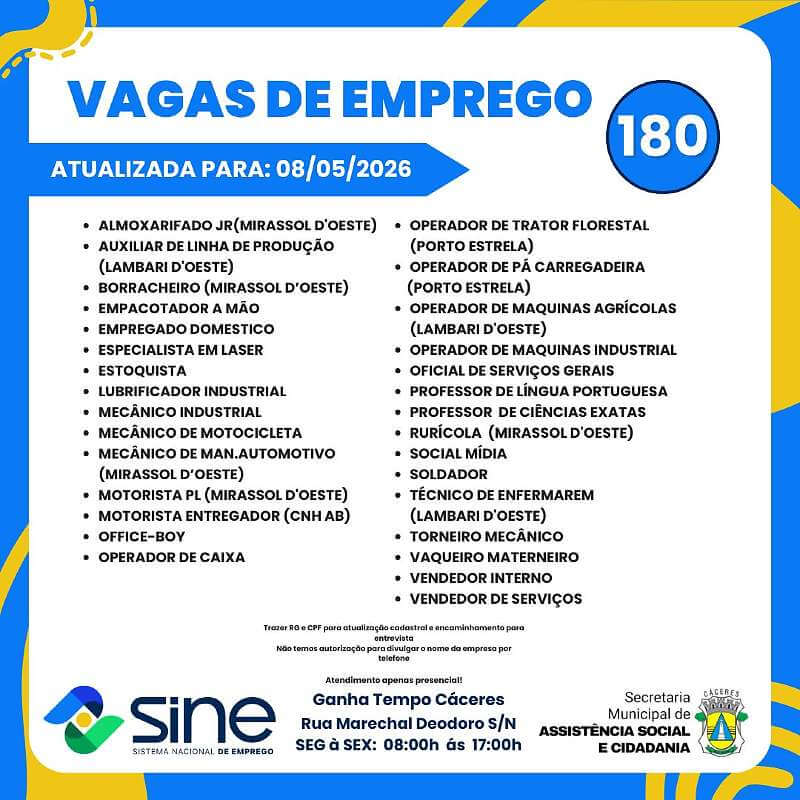 C&aacute;ceres-tem-180-oportunidades