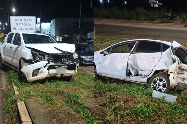 Colisão traseira entre carro e Hilux deixa feridos no trecho urbano da BR-070 em Cáceres