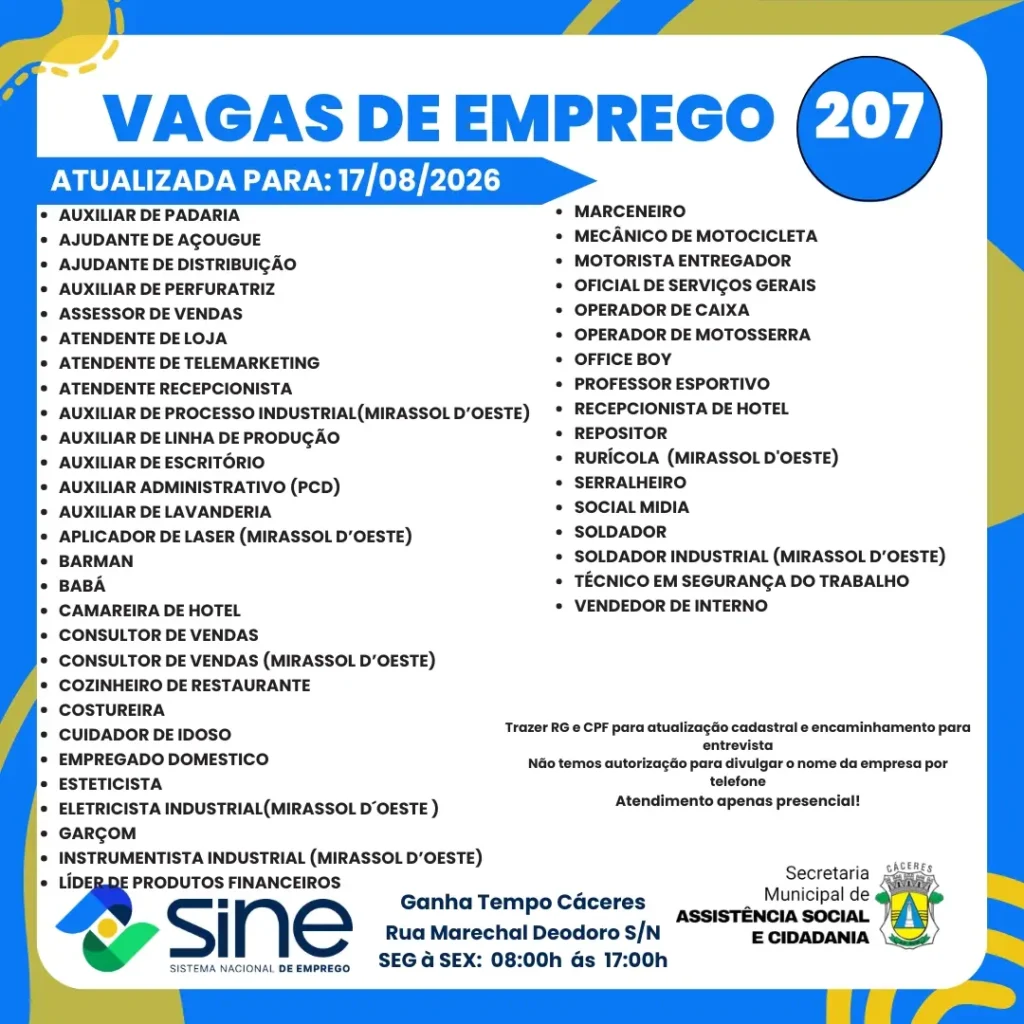 C&aacute;ceres-tem-207-vagas